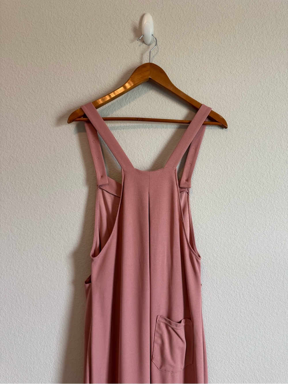 Halara Rose Pink Waffle Wide Leg Pleated Overalls Jumpsuit Size Medium - Picture 9 of 11
